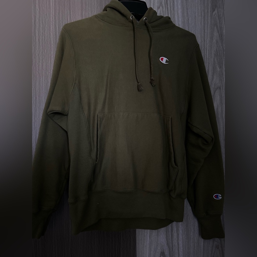 Champion Olive Hoodie with Embroidered Logo